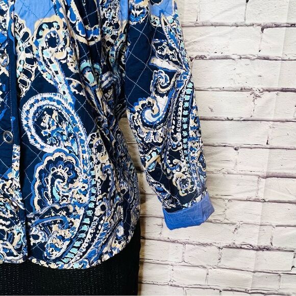 Chicos 1 Blazer Quilted Long Sleeve Paisley jacket size 2 - Picture 3 of 9